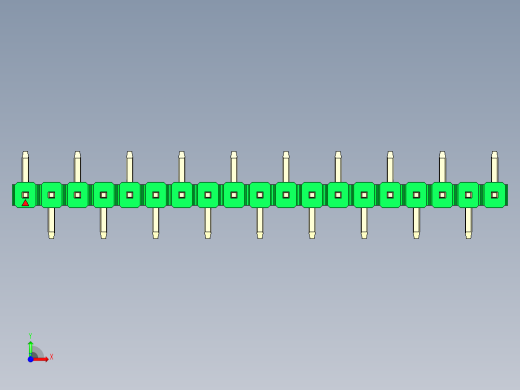 彩色公排针 100mil 2.54mm 系列-DS1022_green_19p_100mil_Type_SMT_R1_rev1.0前视缩略图