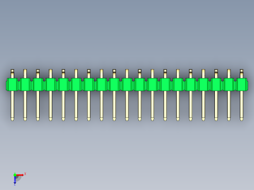 彩色公排针 100mil 2.54mm 系列-DS1022_green_19p_100mil_Type_SMT_R1_rev1.0俯视缩略图