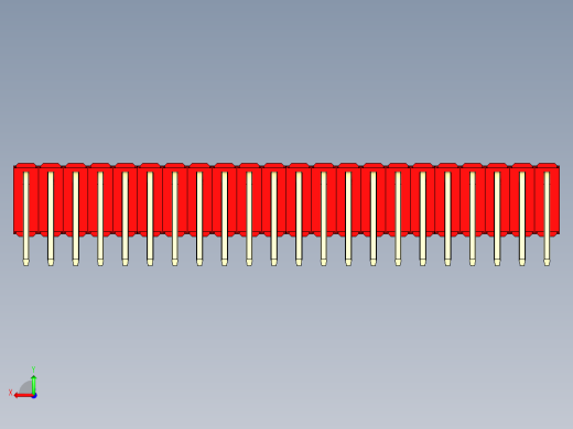 彩色公排针 100mil 2.54mm 系列-DS1022_red_3x22p_100mil_TypeD_rev1.0后视缩略图