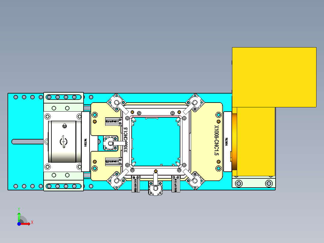 X1008-笔记本CNC工装夹具三维模型CNC2前视图