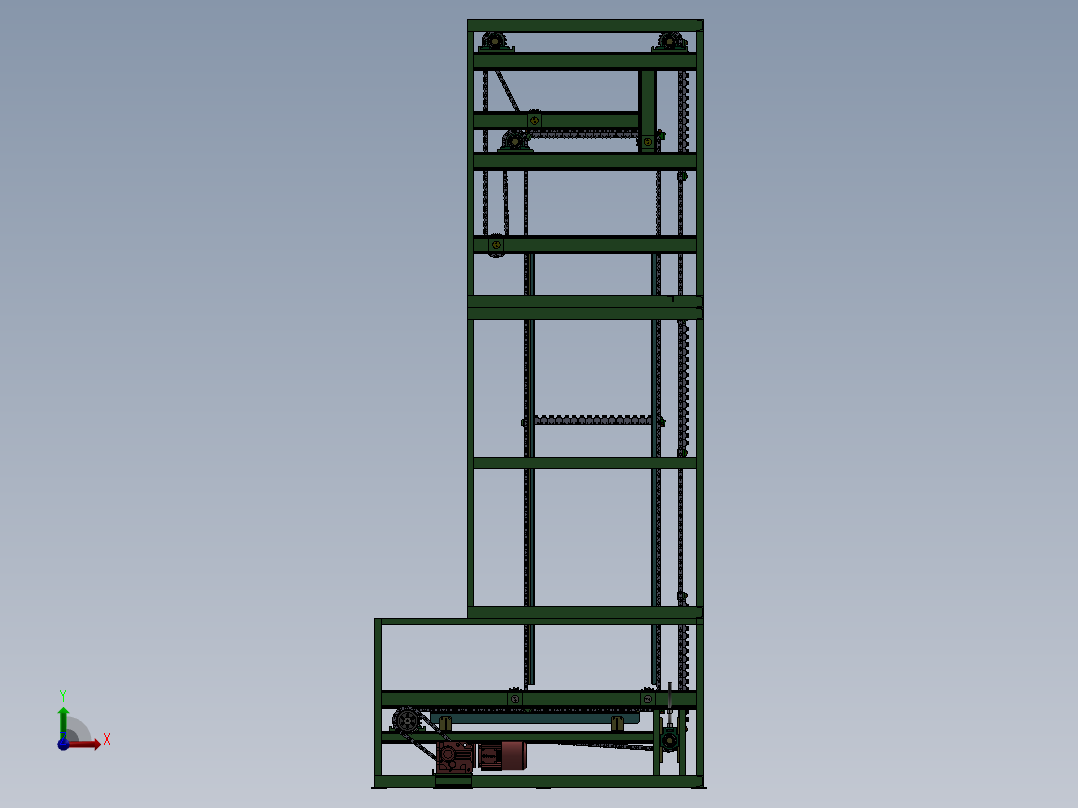 C型连续性提升机sw16可编辑前视图