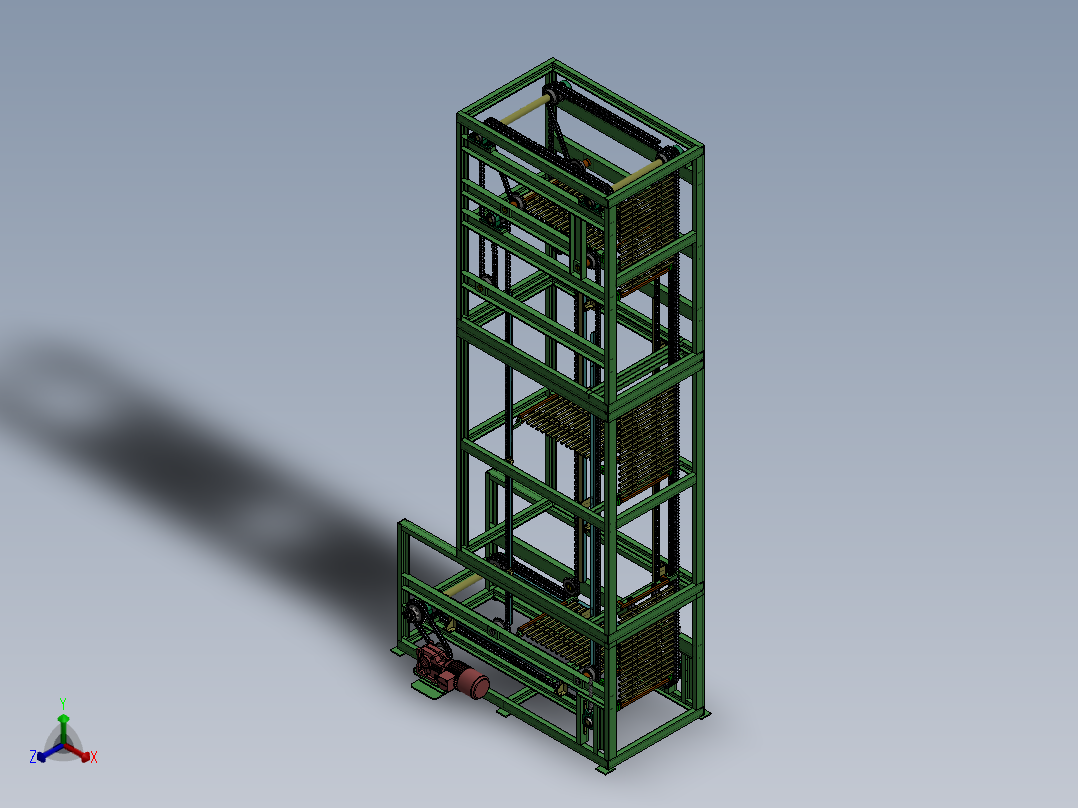 C型连续性提升机sw16可编辑正等轴测图