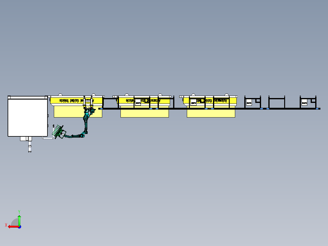 小件自动焊接机设备的取料与运输组合后视图