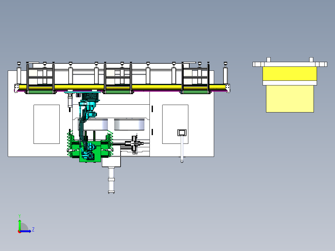 小件自动焊接机设备的取料与运输组合左视图