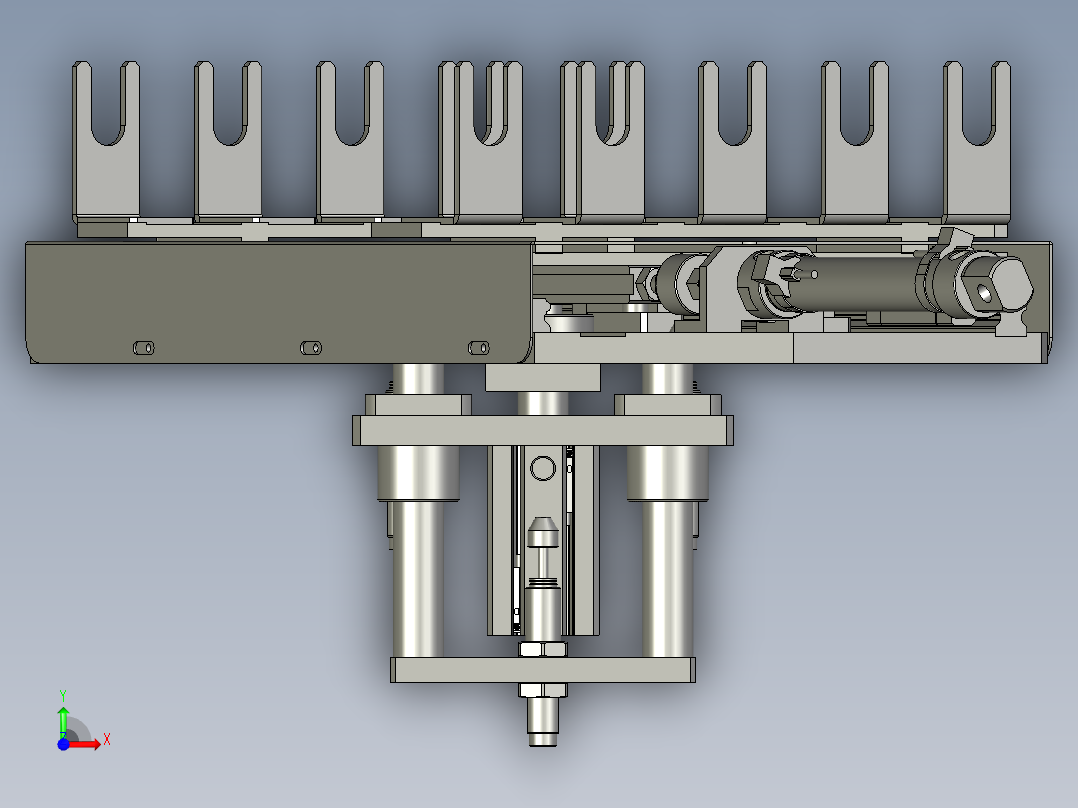夹子拨杆组前视图