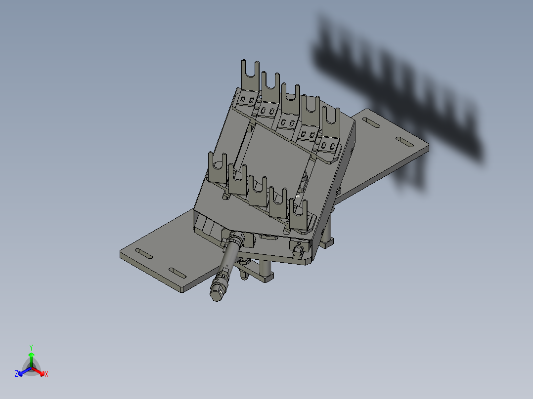 夹子拨杆组正等轴测图