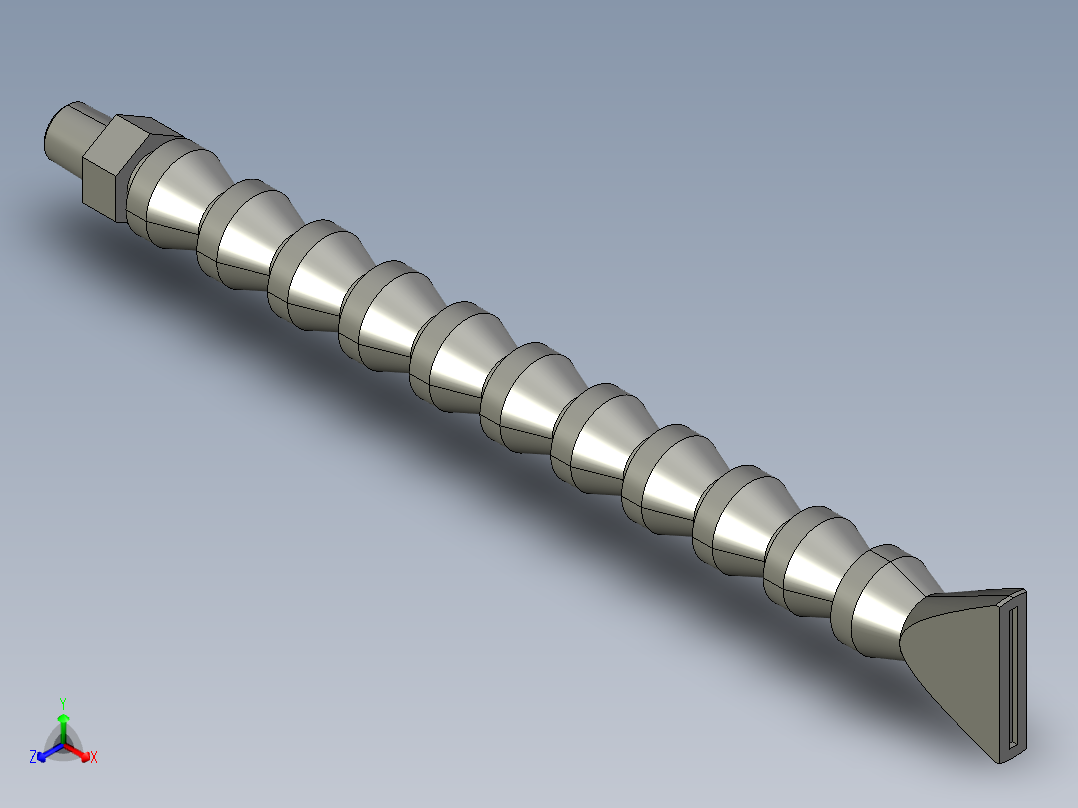蛇形管-1分外牙10节长圆吹嘴主视图