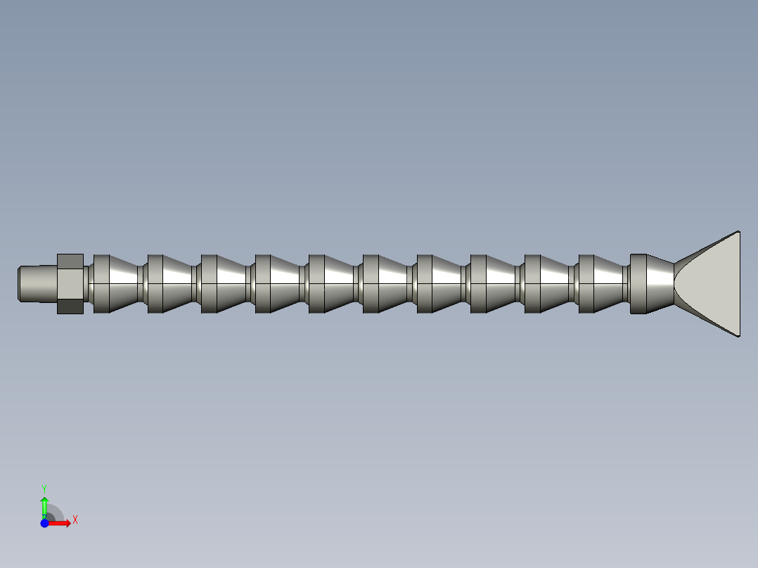 蛇形管-1分外牙10节长圆吹嘴前视图