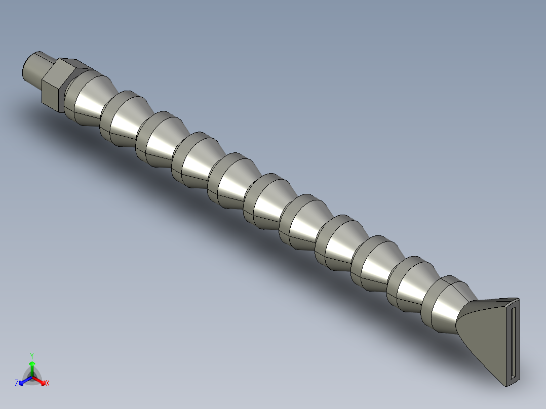 蛇形管-1分外牙10节长圆吹嘴正等轴测图