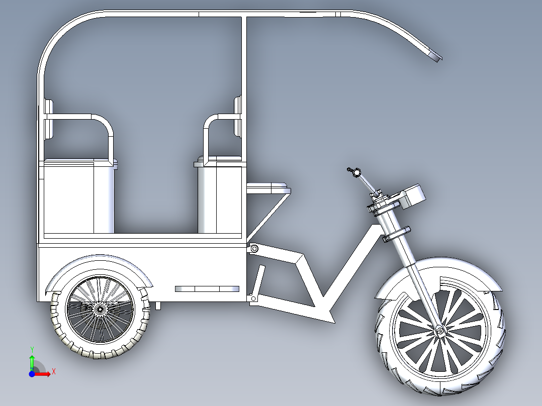 载客电动三轮车前视图