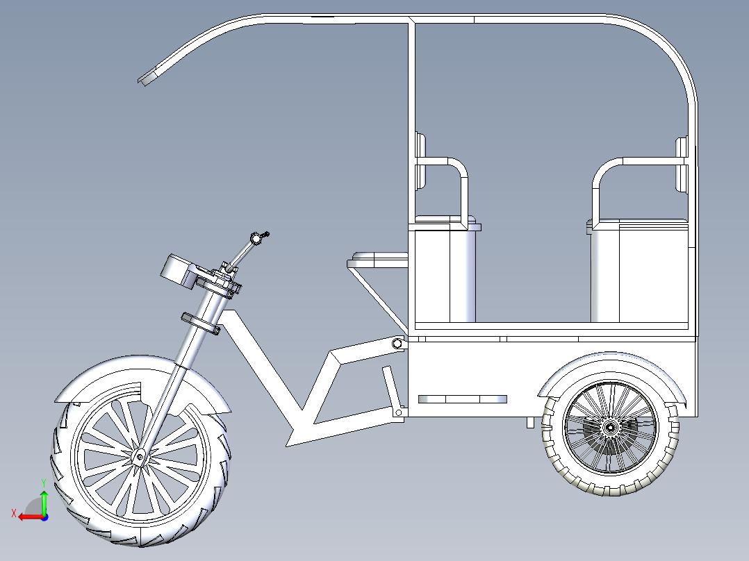载客电动三轮车后视图