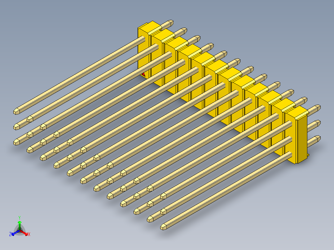 彩色公头100mil（2.54mm）系列-DS1021_yellow_3x12p_100mil_Type43_rev1.0主视图