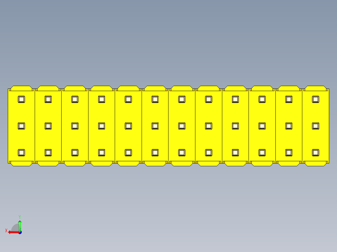 彩色公头100mil（2.54mm）系列-DS1021_yellow_3x12p_100mil_Type43_rev1.0后视图