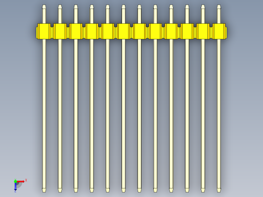 彩色公头100mil（2.54mm）系列-DS1021_yellow_3x12p_100mil_Type43_rev1.0俯视缩略图