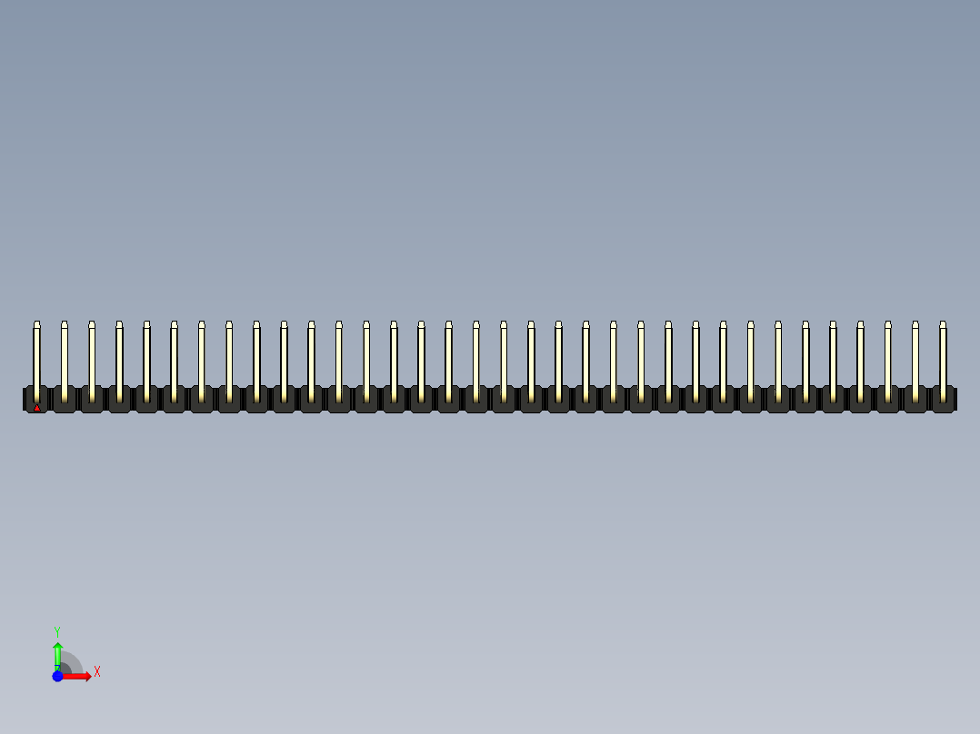 彩色公排针 100mil 2.54mm 系列-DS1022_black_34p_100mil_TypeU_rev1.0前视图