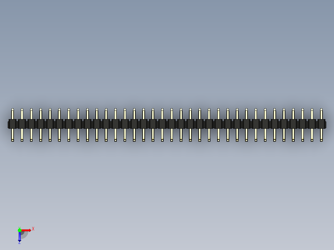 彩色公排针 100mil 2.54mm 系列-DS1022_black_34p_100mil_TypeU_rev1.0俯视图