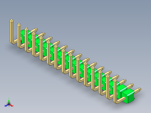 彩色公排针 100mil 2.54mm 系列-DS1022_green_15p_100mil_TypeU_rev1.0
