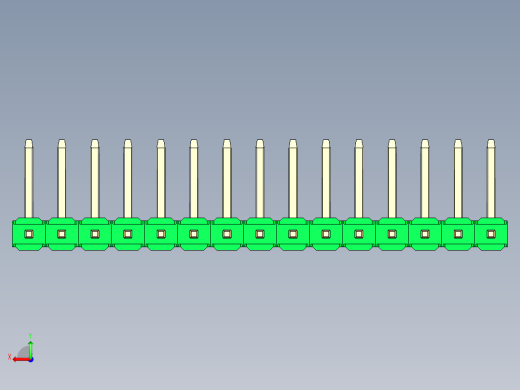 彩色公排针 100mil 2.54mm 系列-DS1022_green_15p_100mil_TypeU_rev1.0后视缩略图