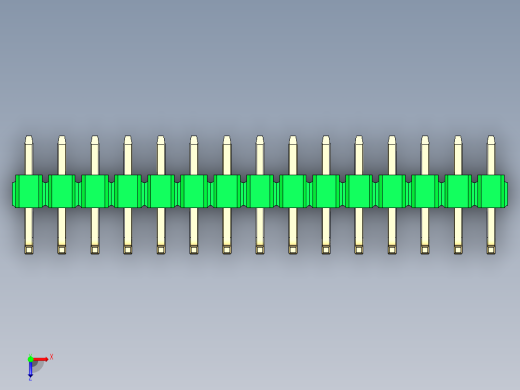彩色公排针 100mil 2.54mm 系列-DS1022_green_15p_100mil_TypeU_rev1.0俯视缩略图