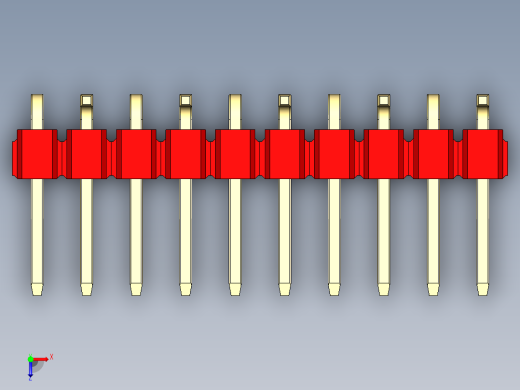 彩色公排针 100mil 2.54mm 系列-DS1022_red_10p_100mil_Type_SMT_R2_rev1.0俯视缩略图