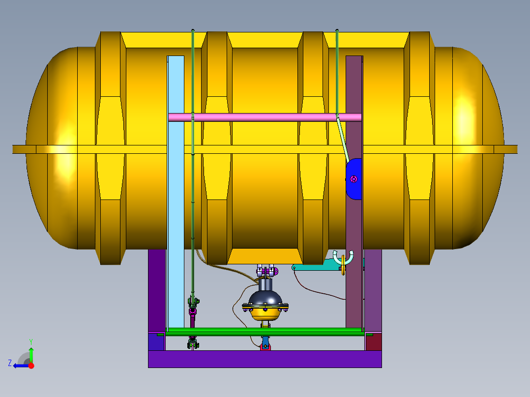 气胀式固定筏架右视图