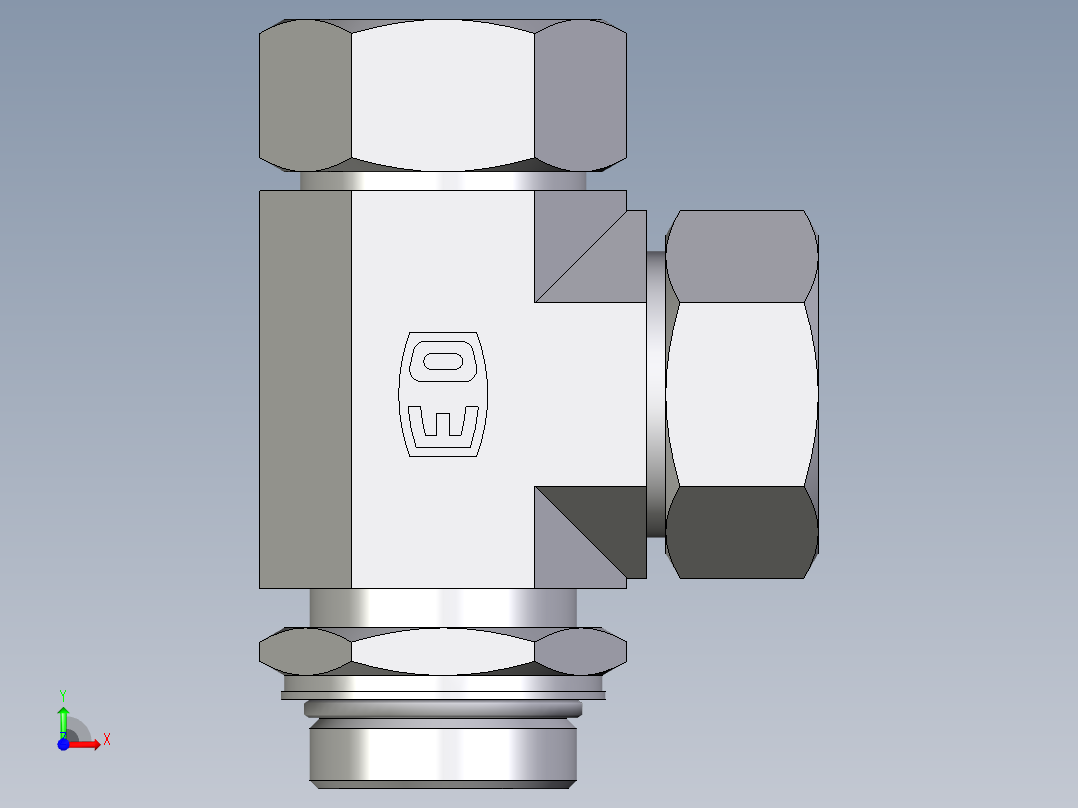 卡套式工业通用硬管接头EO_Adjustable_locknut_run_tee_LEE35ZLMORCF前视图