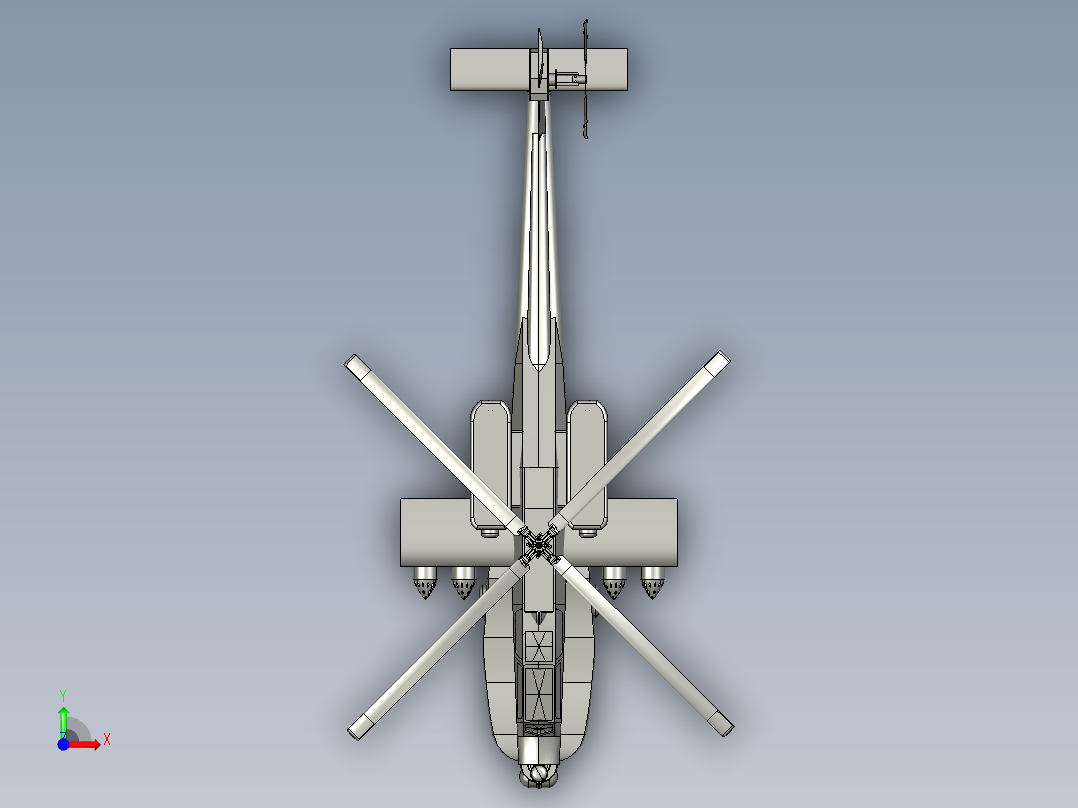 阿帕奇 64-AH 直升机---格式为：STP前视图