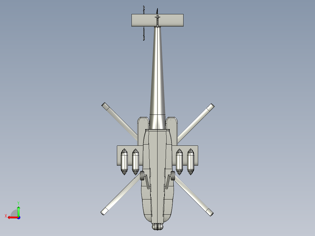 阿帕奇 64-AH 直升机---格式为：STP后视图