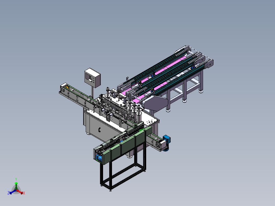 倍力气缸组装生产线sw17可编辑正等轴测图