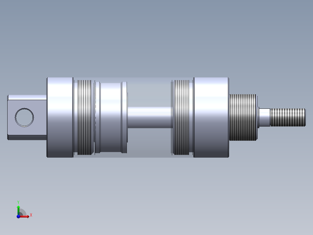 圆形气动缸 40x12x25.5 毫米前视图