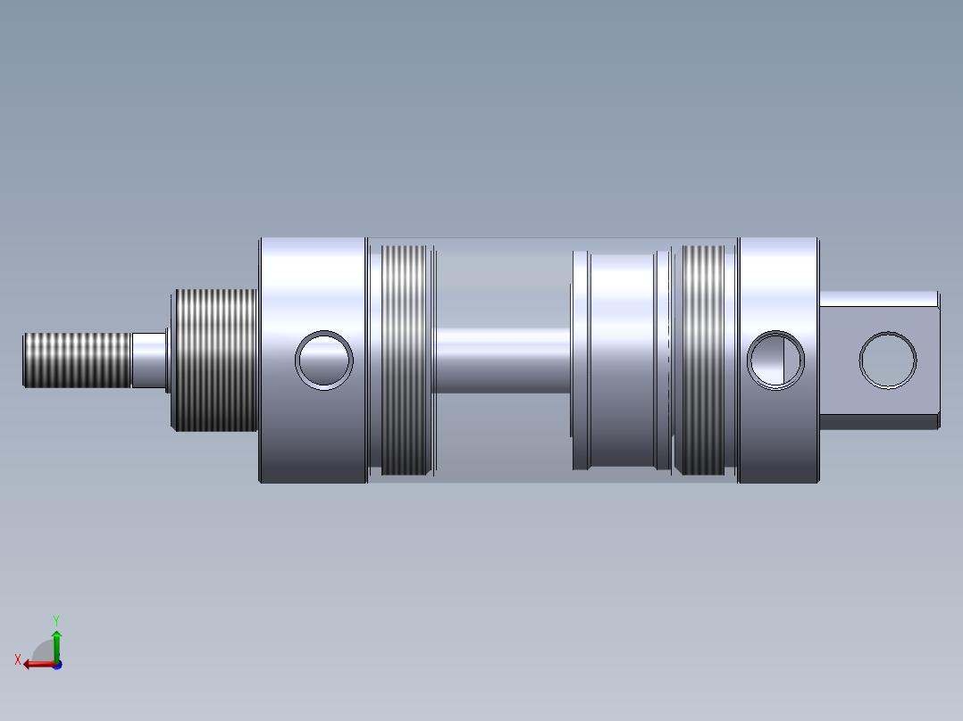 圆形气动缸 40x12x25.5 毫米后视图