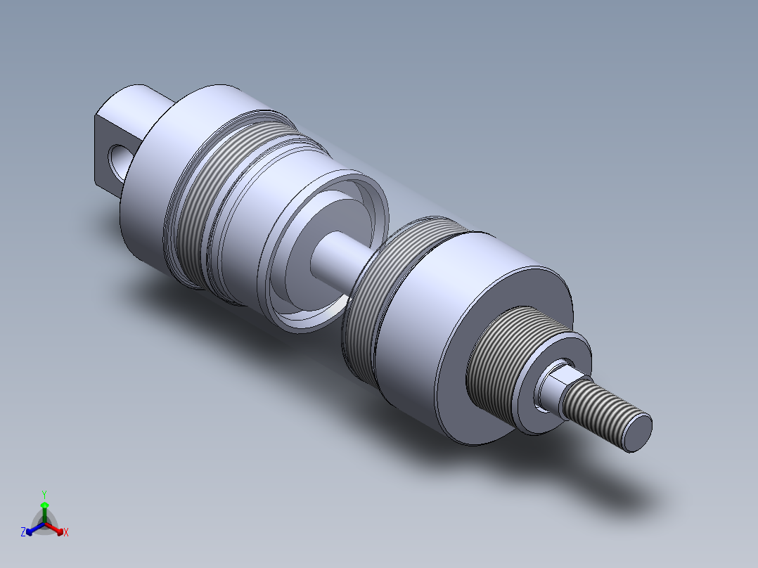 圆形气动缸 40x12x25.5 毫米正等轴测图