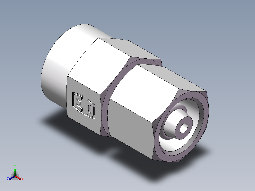 压力表接头-带螺母、7BD-04-14GDK+S正等轴测图