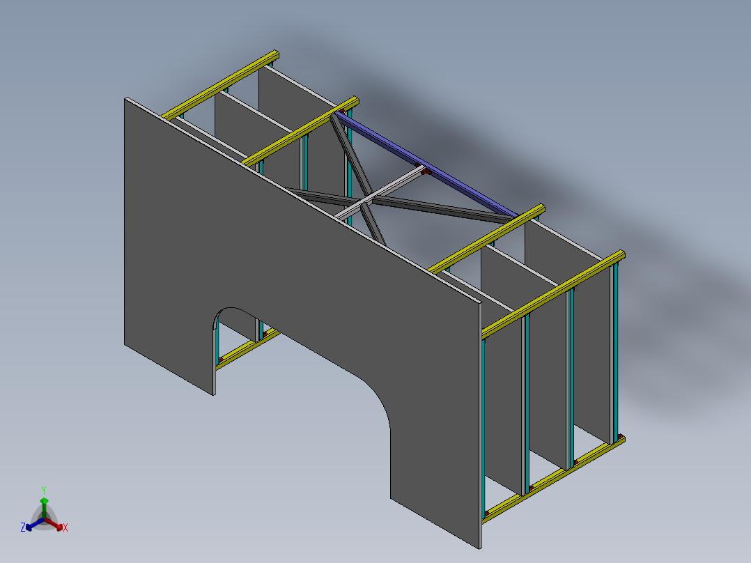 书桌  sw20正等轴测图