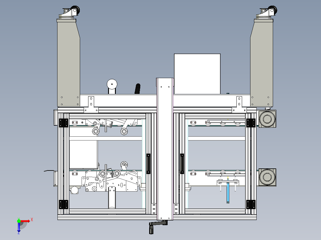 全自动角边封箱机（封箱子四角边的非标自动化设备）俯视图