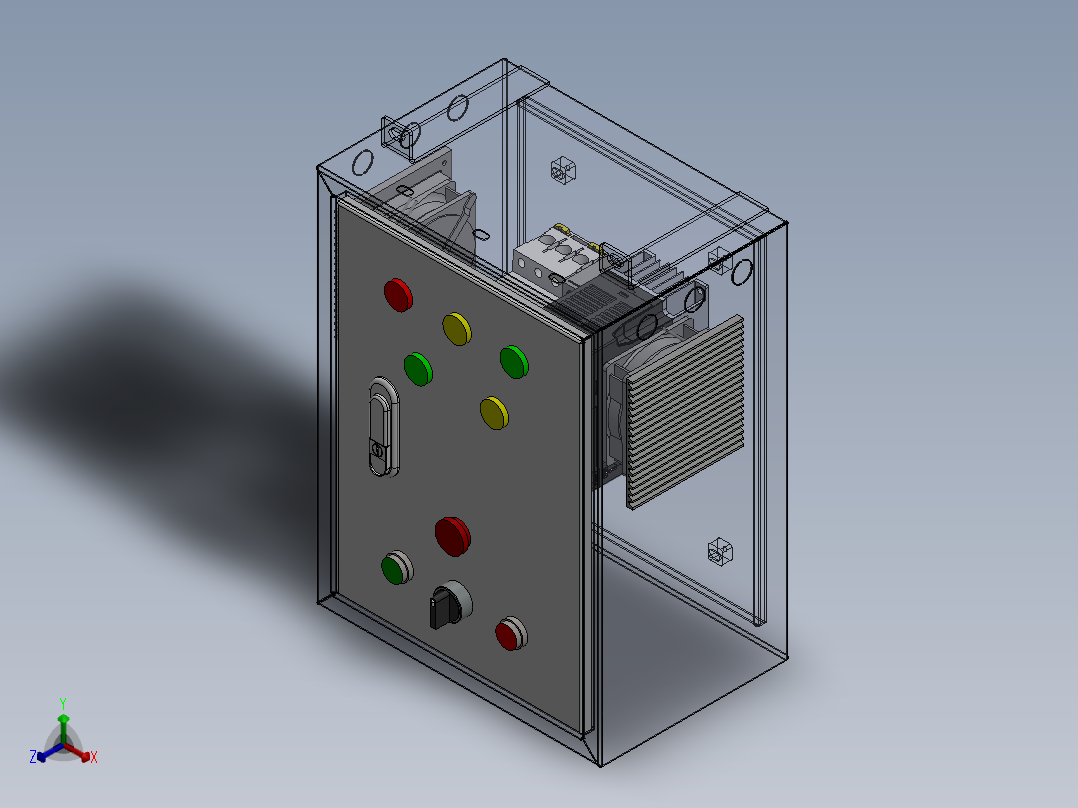 机柜控制 400x300x200正等轴测图