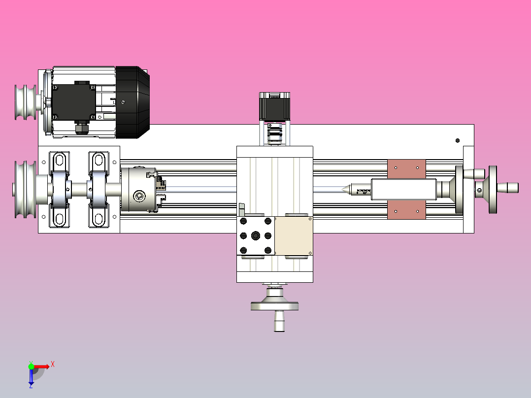 小型数控车床X-T俯视图