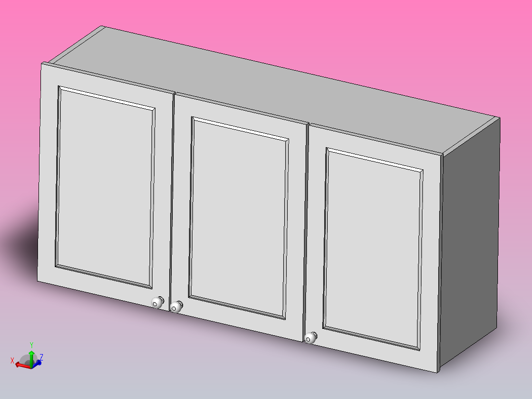 有3扇门的木质壁柜主视图