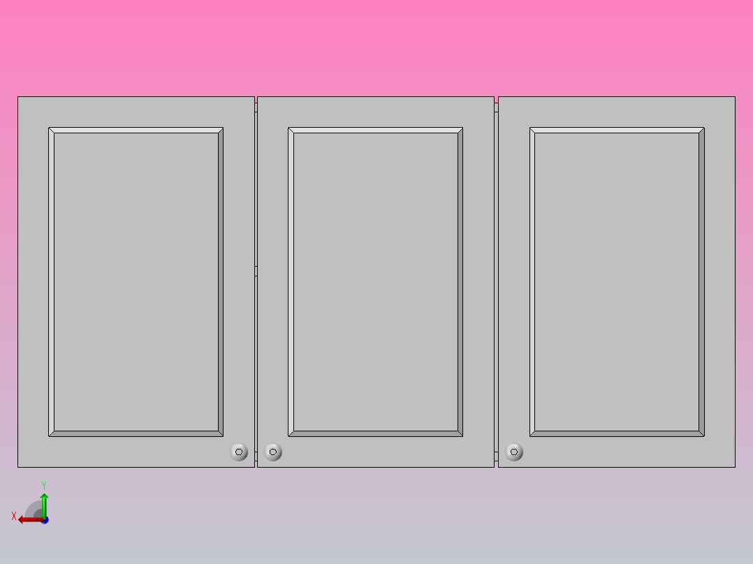 有3扇门的木质壁柜后视图