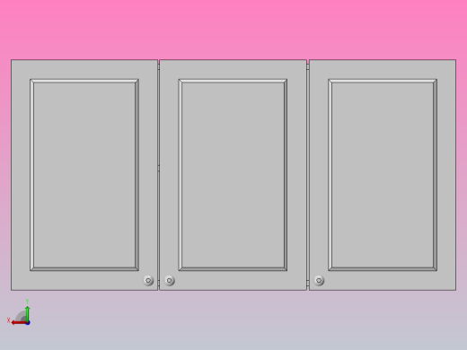 有3扇门的木质壁柜后视缩略图