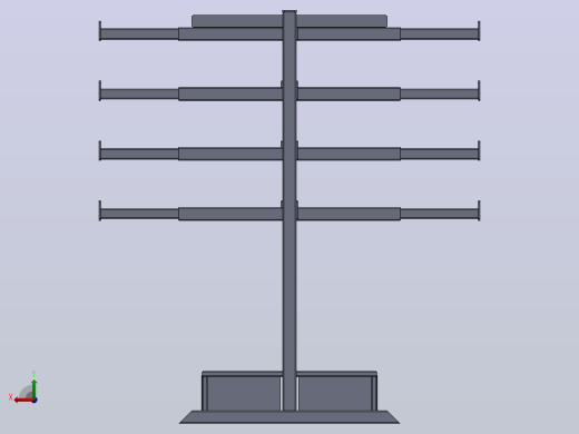 Rack+for+Pipes工业车间管材架3D图纸+Solidworks设计后视缩略图