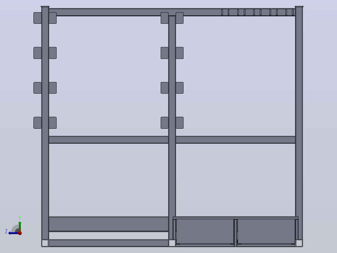 Rack+for+Pipes工业车间管材架3D图纸+Solidworks设计右视图