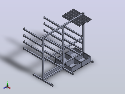 Rack+for+Pipes工业车间管材架3D图纸+Solidworks设计正等轴测缩略图