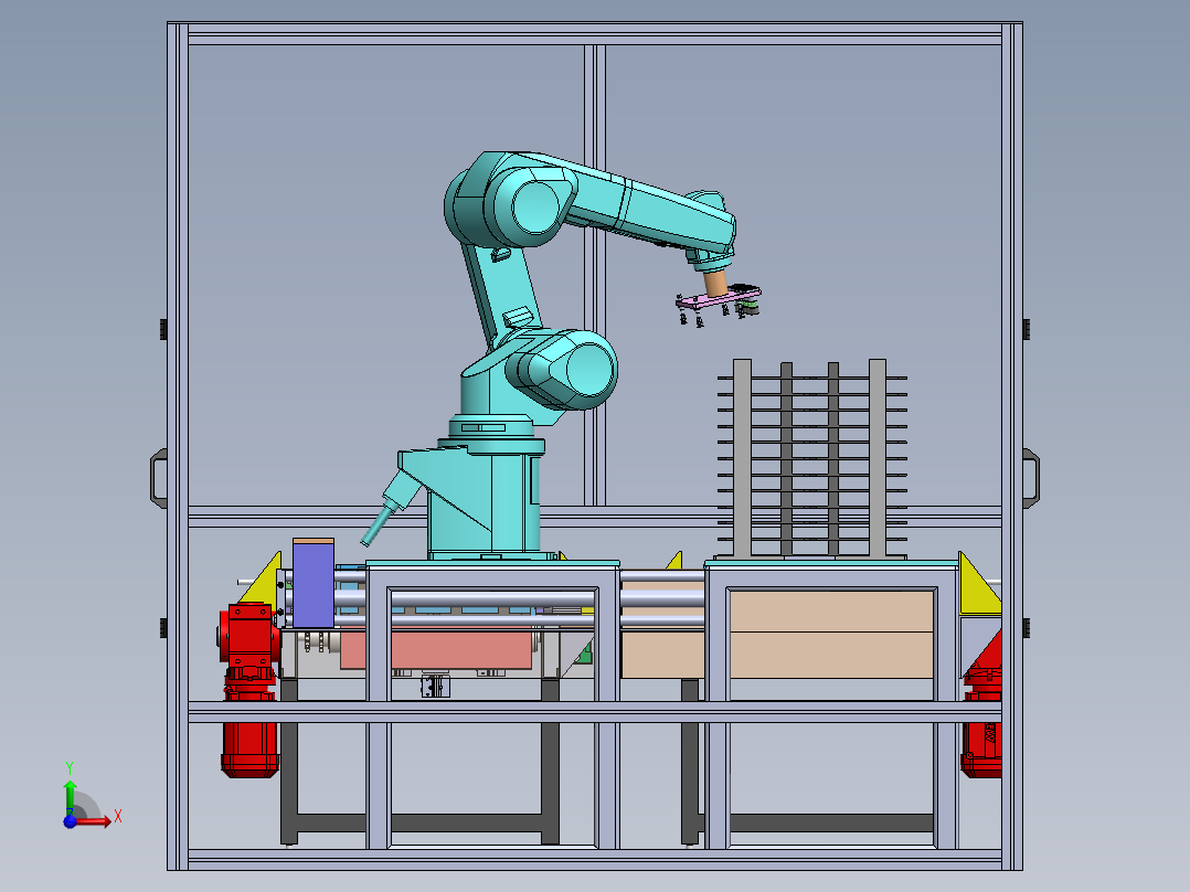 冲压件自动上料设备sw17可编辑前视图