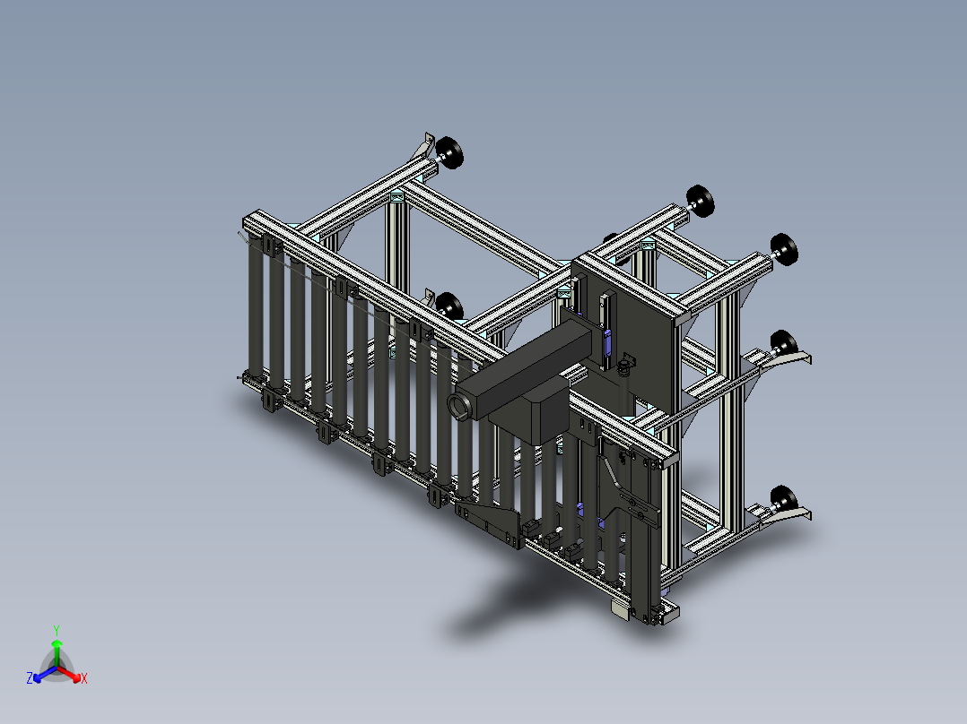 无动力辊道线在线打标机3D图纸h631F731非标自动化设备3D图纸设计主视图