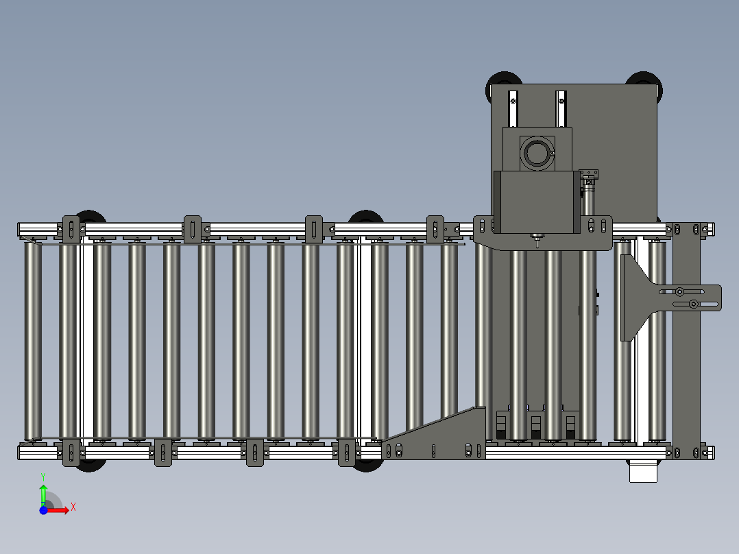 无动力辊道线在线打标机3D图纸h631F731非标自动化设备3D图纸设计前视图
