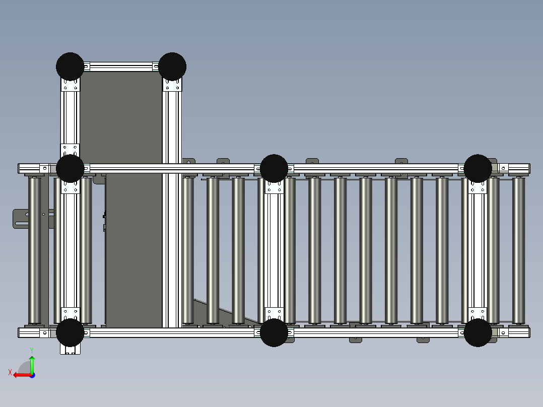 无动力辊道线在线打标机3D图纸h631F731非标自动化设备3D图纸设计后视图