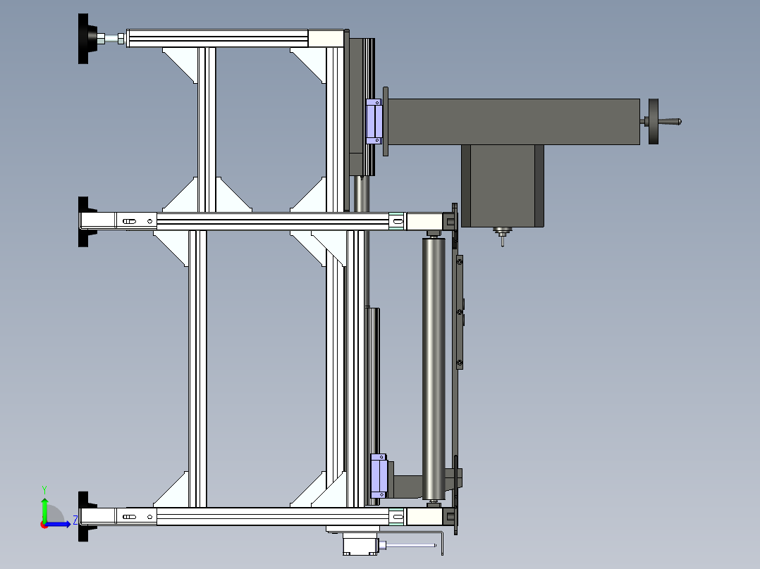 无动力辊道线在线打标机3D图纸h631F731非标自动化设备3D图纸设计左视图