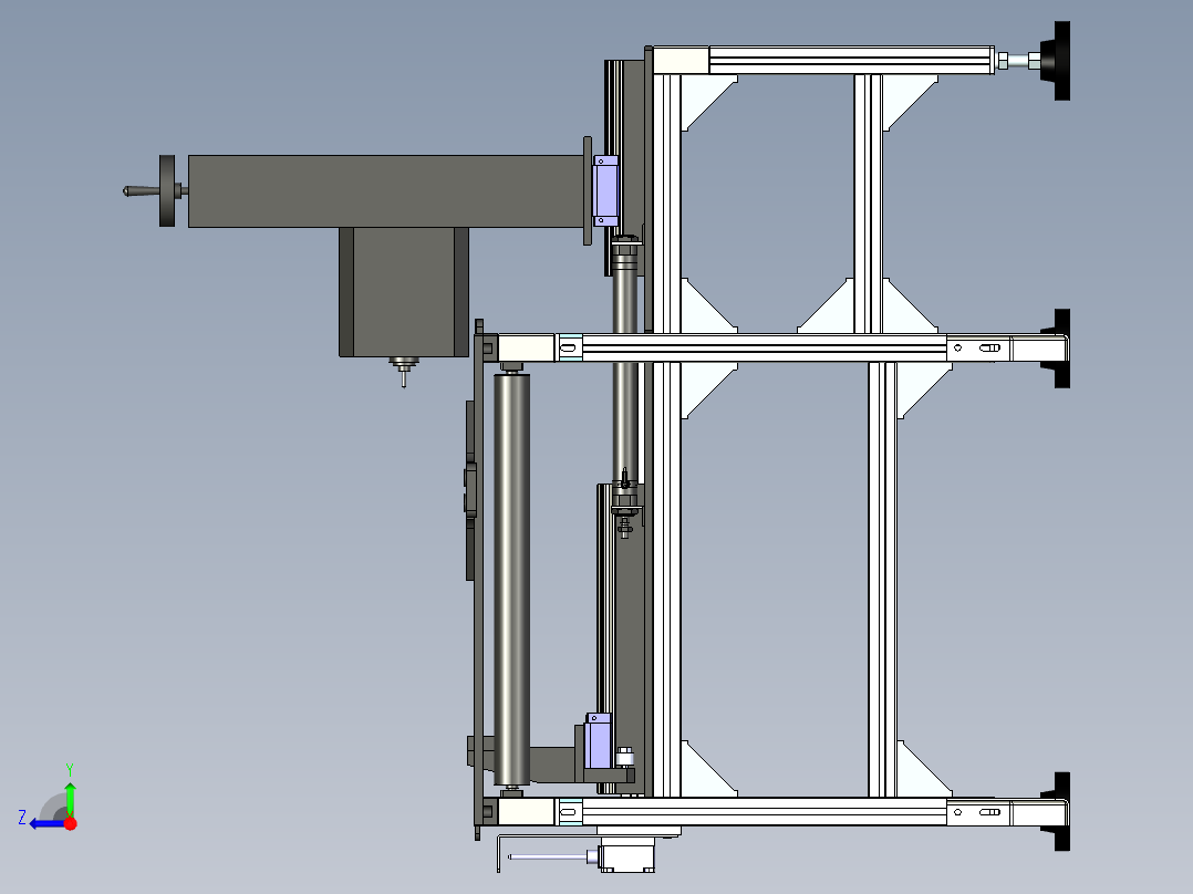 无动力辊道线在线打标机3D图纸h631F731非标自动化设备3D图纸设计右视图
