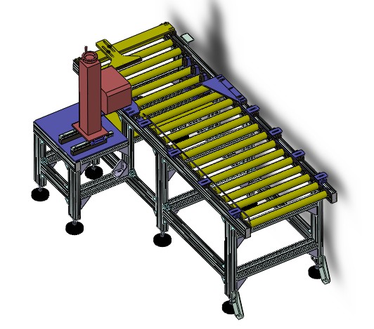 无动力辊道线在线打标机3D图纸h631F731非标自动化设备3D图纸设计